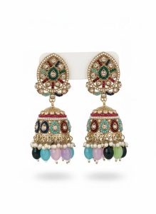 Multicolor kundan Jhumkas earring